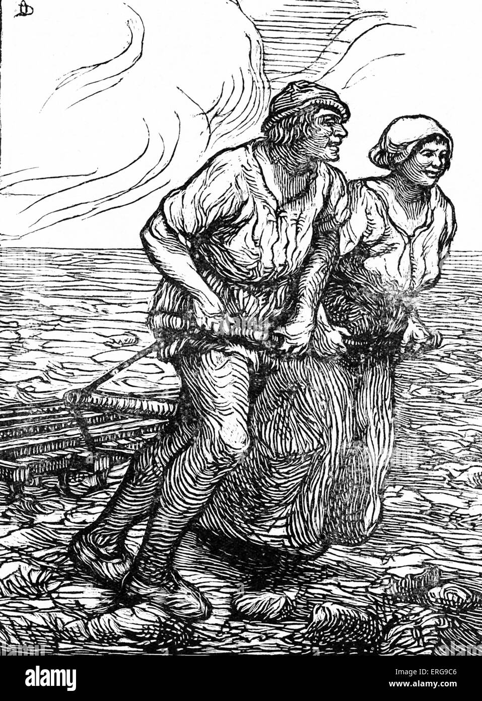 Fino a Eulenspiegel legenda - Claes e Soetkin. Medio basso tedesco folklore figura ed eroe di un racconto popolare, noto come un prankster Foto Stock