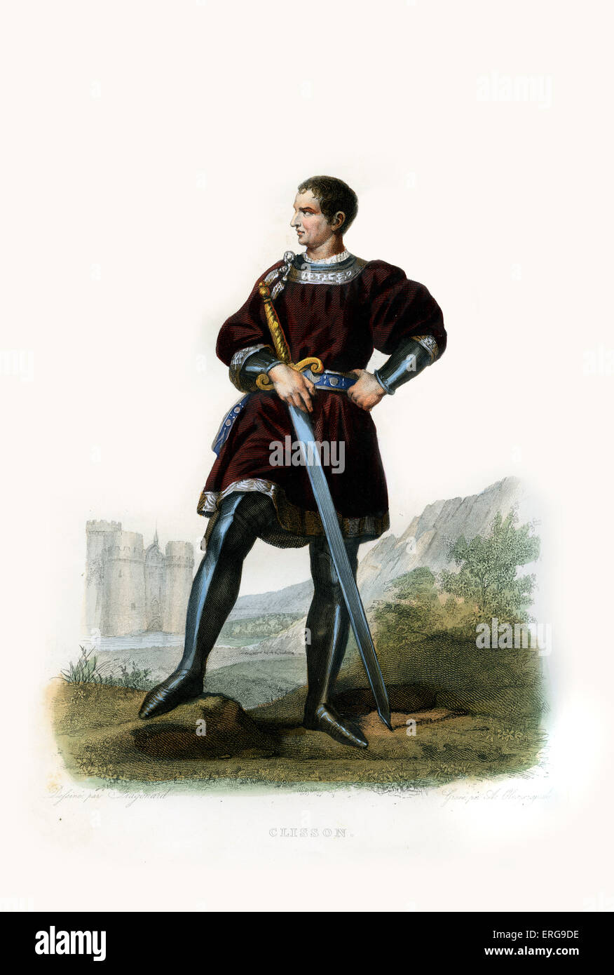 Olivier de Clisson. Breton soldato. 1336-1407. Incisione di A. Cleszczynski, c.1844. Foto Stock