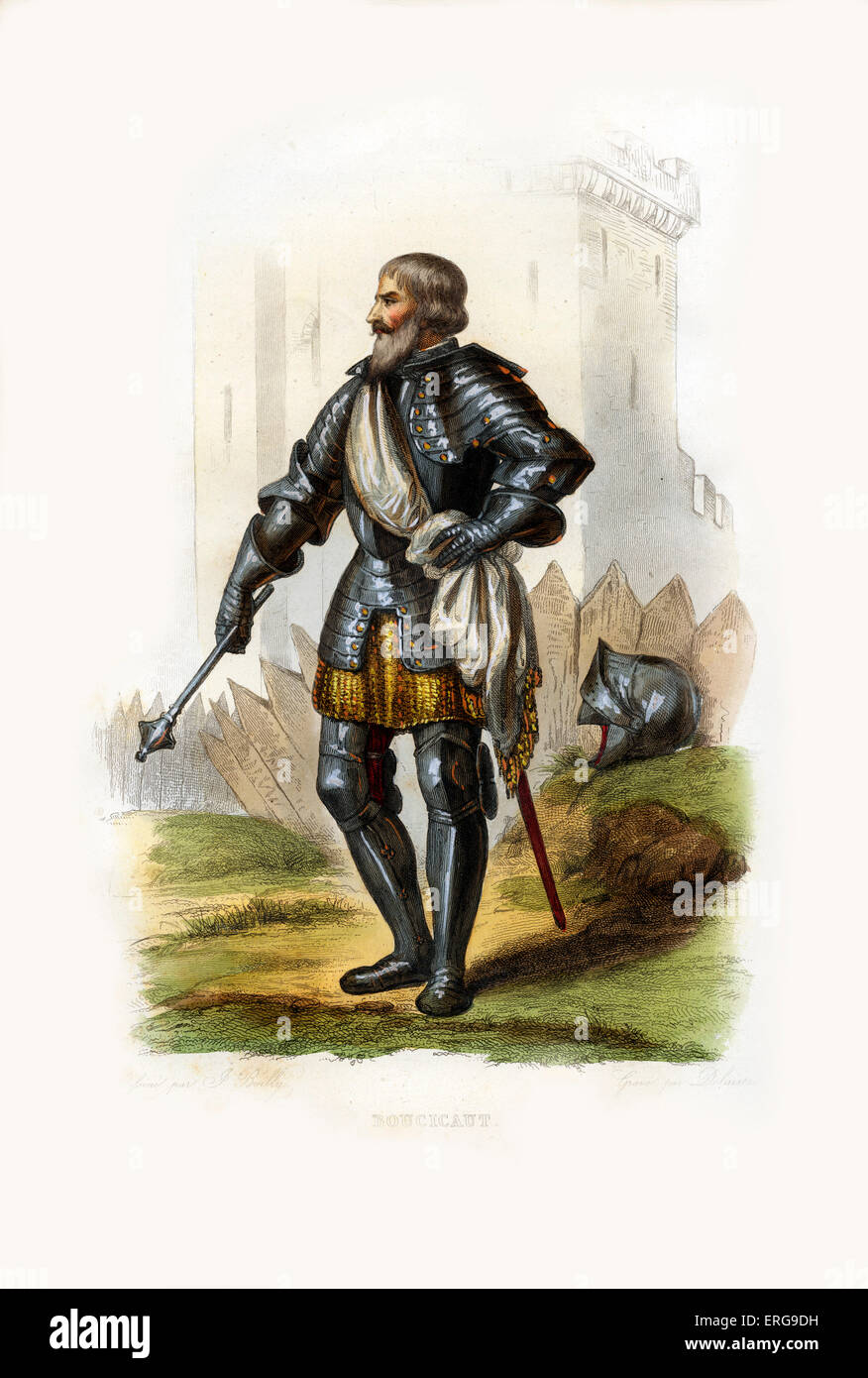 Boucicaut, alias Jean II Le Maingre.Maresciallo di Francia e un cavaliere rinomata per la sua abilità militare. 1366-1421. Incisione di Foto Stock