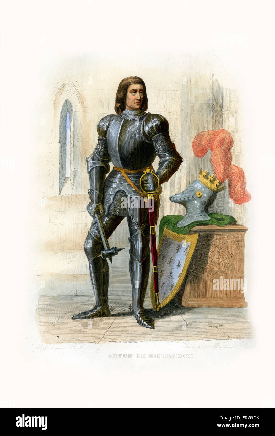 Artur de Richemont, noto anche come Arthur III. Signore di Parthenay e titolare conte di Richmond in Inghilterra. 1393-1458. Incisione di Mauduison Léon, c.1846. Foto Stock