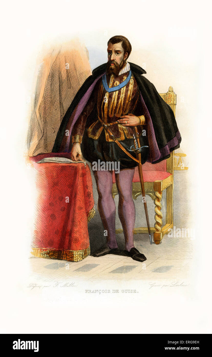 François de Lorraine, secondo duca di Guisa. Generale Francese e politico che ha soppresso la Huguenots. 1519-1563. Incisione di Foto Stock