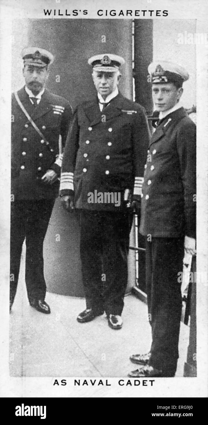 Re Giorgio VI come naval cadet nel 1912, con il suo padre ammiraglio George Callaghan. Da incoronazione commemorative album, 1937. Foto Stock