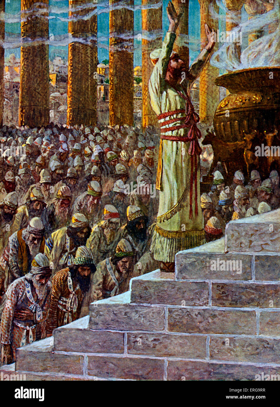 Salomone dedica il Tempio di Gerusalemme da parte di J James Tissot. Illustrazione al libro dei re I, 8.13: "Io ho costruito per te una Foto Stock
