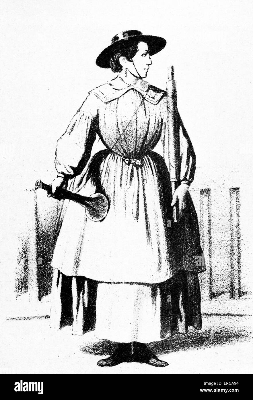 Femmina di passaggio a livello ferroviario guard, ca 1845. (Cantonnière-garde-barrière) Foto Stock