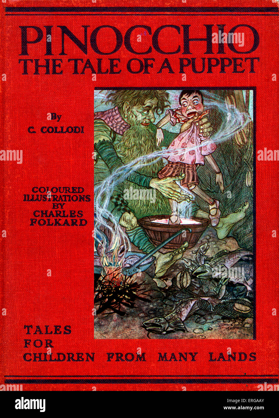 "Pinocchio: la storia di un burattino" da C.Collodi (Carlo Lorenzini, 24 novembre 1826 - 26 ottobre 1890), con colorato Foto Stock