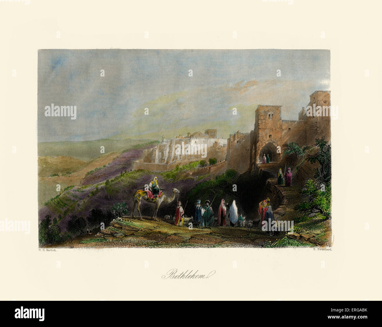 Terra Santa - Betlemme. c.1840 colorate a mano incisione. Disegnata da William Henry Bartlett : 26 Marzo 1809 - 13 Settembre Foto Stock