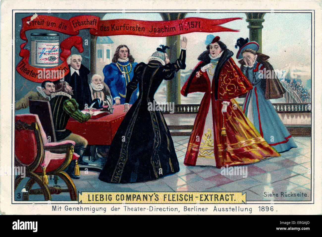 Controversia sull'eredità del principe elettore Gioacchino II (13 gennaio 1505 - 3 gennaio 1571) nel 1571. Da Liebig serie: Teater Foto Stock