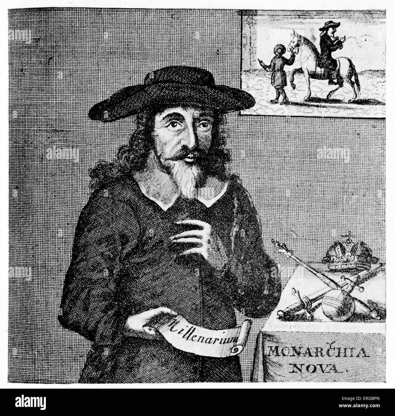 James Nayler - ritratto, da una stampa olandese del 1702. Inglese Quaker leader tra i membri della Valiant sessanta, un gruppo di Foto Stock