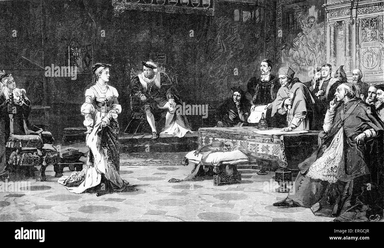 La versione di prova di Caterina - dopo la verniciatura da Laslett J. Pott. Caterina d'Aragona, prima moglie di Enrico VIII, testimoniando al Foto Stock