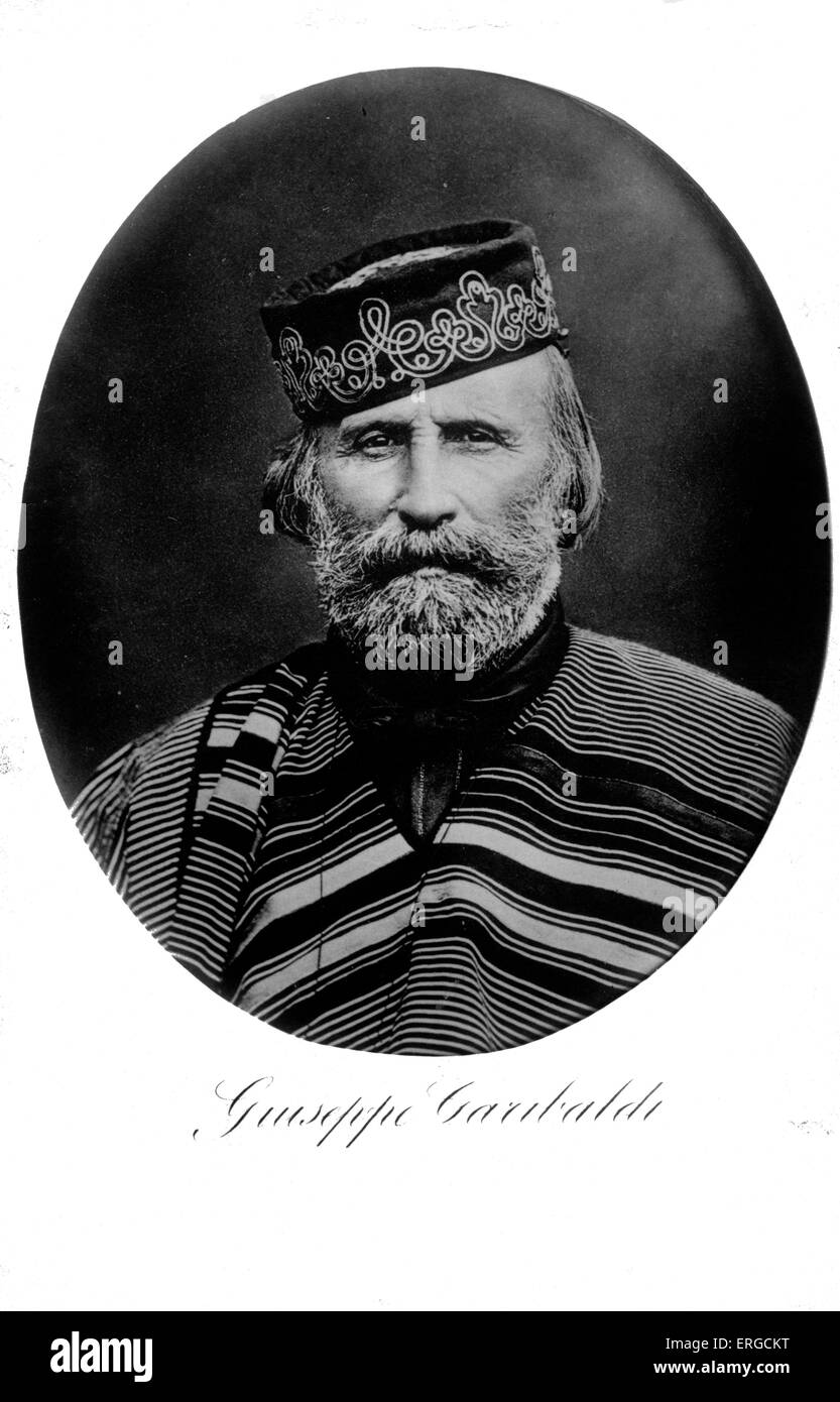 Giuseppe Garibaldi - ritratto. Politica italiana figura, uomo militare, viaggiatore e agitatore per la unificazione italiana: 4 luglio Foto Stock