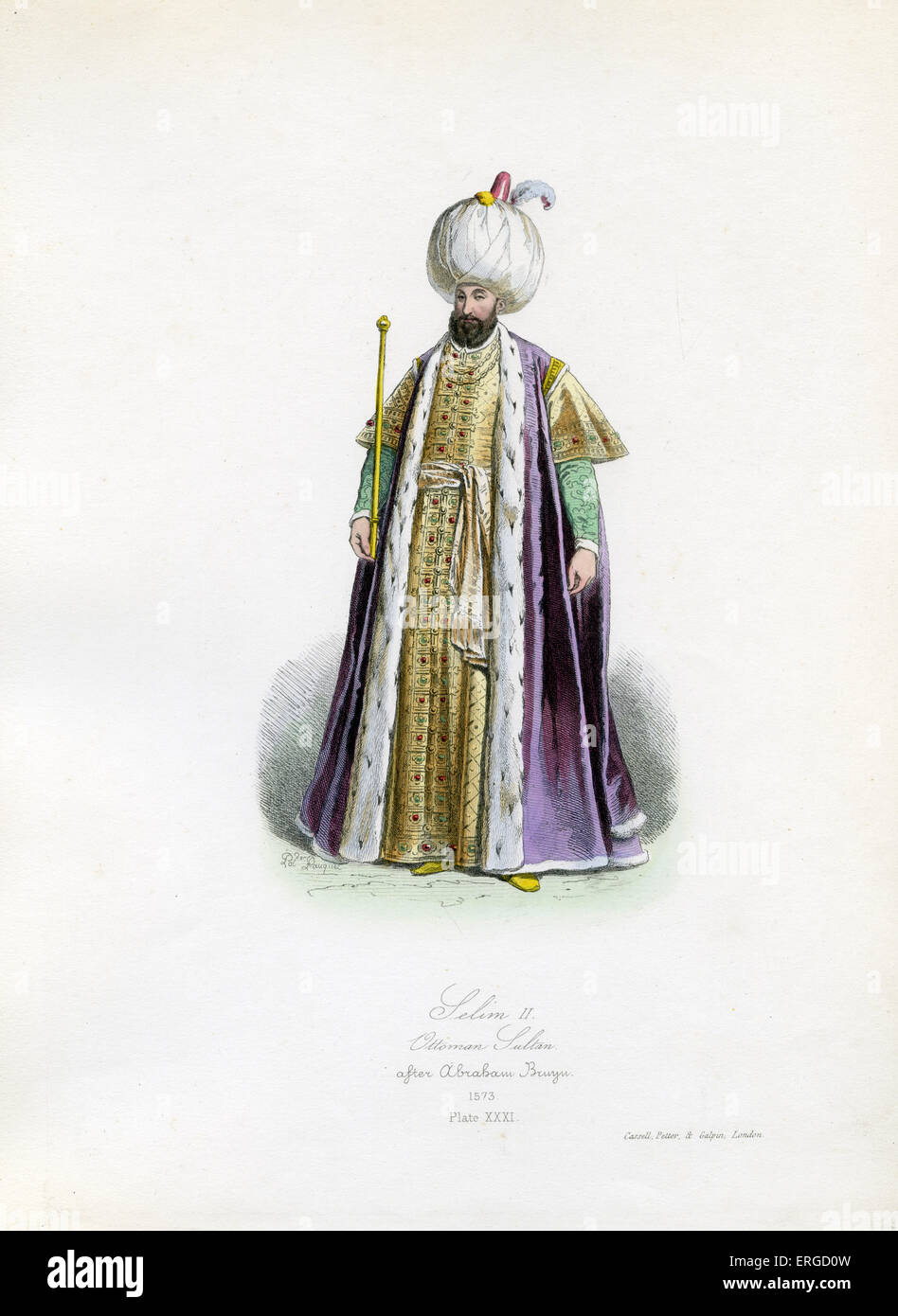 Selim II, 1573 - da incisione di Polidor Pauquet, dopo Abramo Bruyn. Sultano dell'Impero Ottomano (1566 alla morte): 28 maggio Foto Stock