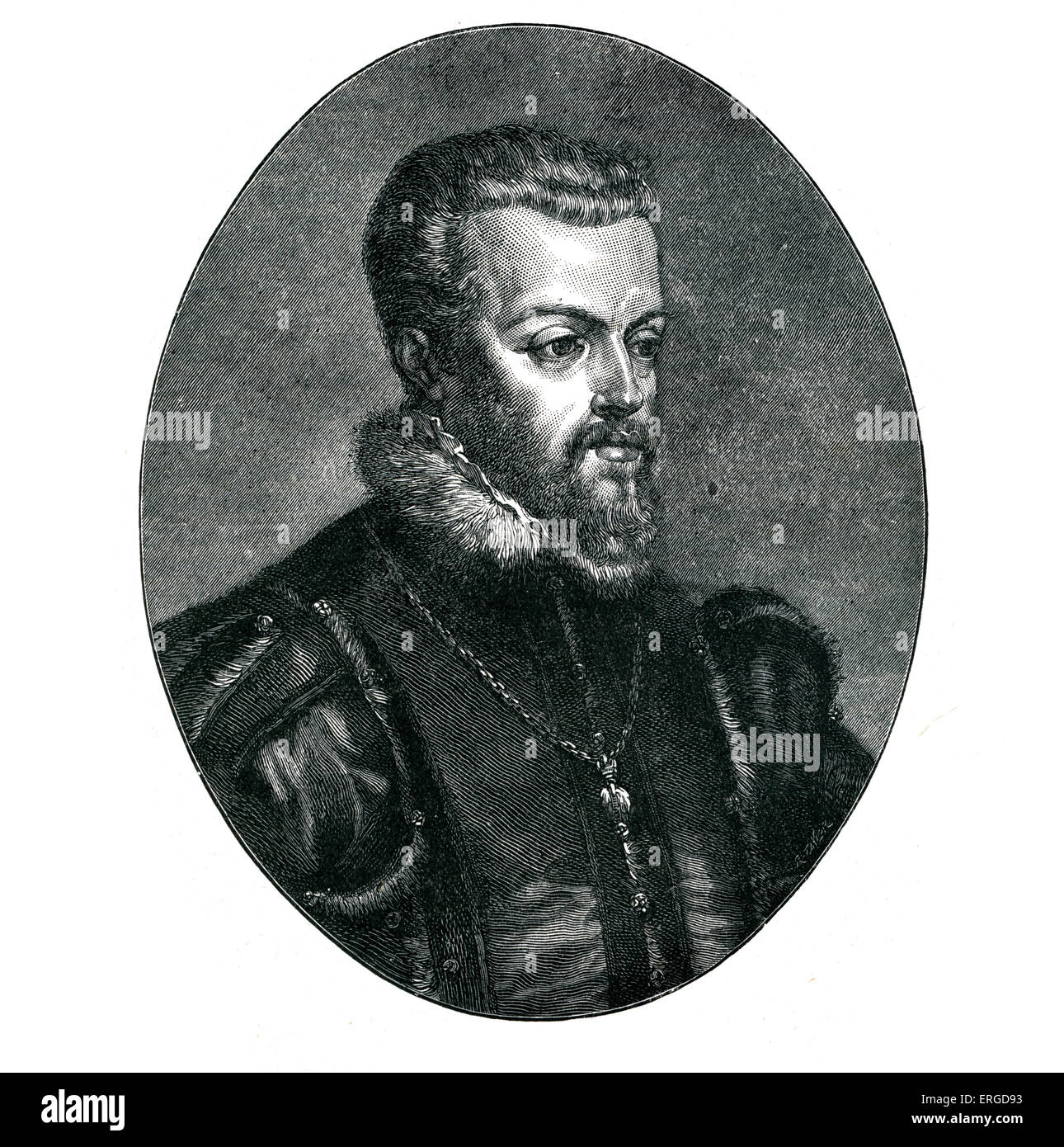 Filippo II di Spagna. Re di Spagna e Portogallo, Napoli e Sicilia. Il marito di Maria I d'Inghilterra (1556-1558). 21 Maggio 1527 - 13 Foto Stock