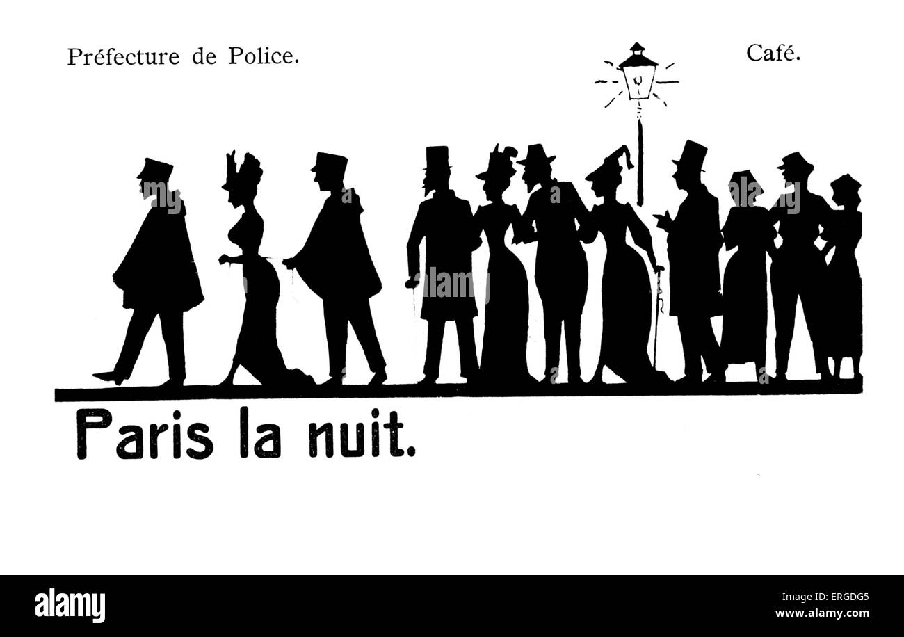 Parigi di notte ("Paris La Nuit'), c. 1900. Mostra una donna essendo portato lontano da due poliziotti. Didascalie: 'Préfecture de Police'/ Foto Stock