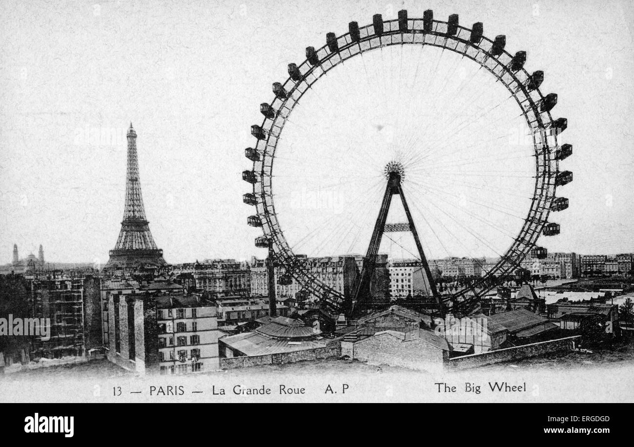 Grande Roue de Paris (ruota panoramica Ferris) - inizio del XX secolo. Costruito per Paris Exposition Universelle/ mondo 's Fiera del 1900 e Foto Stock