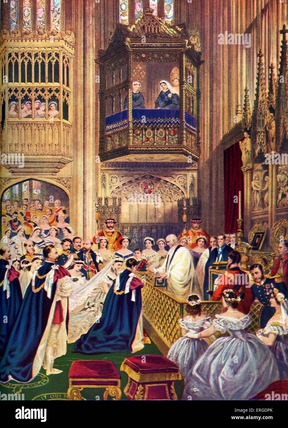 Il Principe di Galles il matrimonio di Alexandra della Danimarca - 10 Marzo, 1863, San Giorgio 's Cappella, Windsor. Futuro Edoardo VII re del Regno Unito di Gran Bretagna e Irlanda e dei domini britannici e Imperatore dell'India a partire dal 22 gennaio 1901 fino alla sua morte nel 1910, 9 novembre 1841 - 6 maggio 1910. Annuncio: regina consorte del Regno Unito e i domini britannici e Empress of India, dal 1901 al 1910, 1 Dicembre 1844 - 20 novembre 1925. Foto Stock