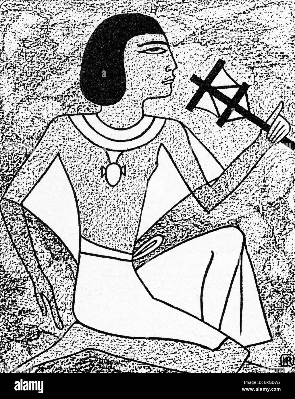 "Ricevendo il soffio di vita attraverso le narici' - da illustrazione nel Libro Egiziano dei Morti, tradotto e pubblicato Foto Stock