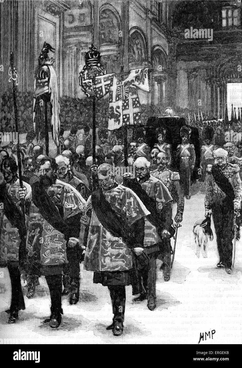 La sepoltura di Arthur Wellesley, primo duca di Wellington. Funerali di Stato su18 novembre 1852 alla cattedrale di San Paolo. Wellington era Foto Stock