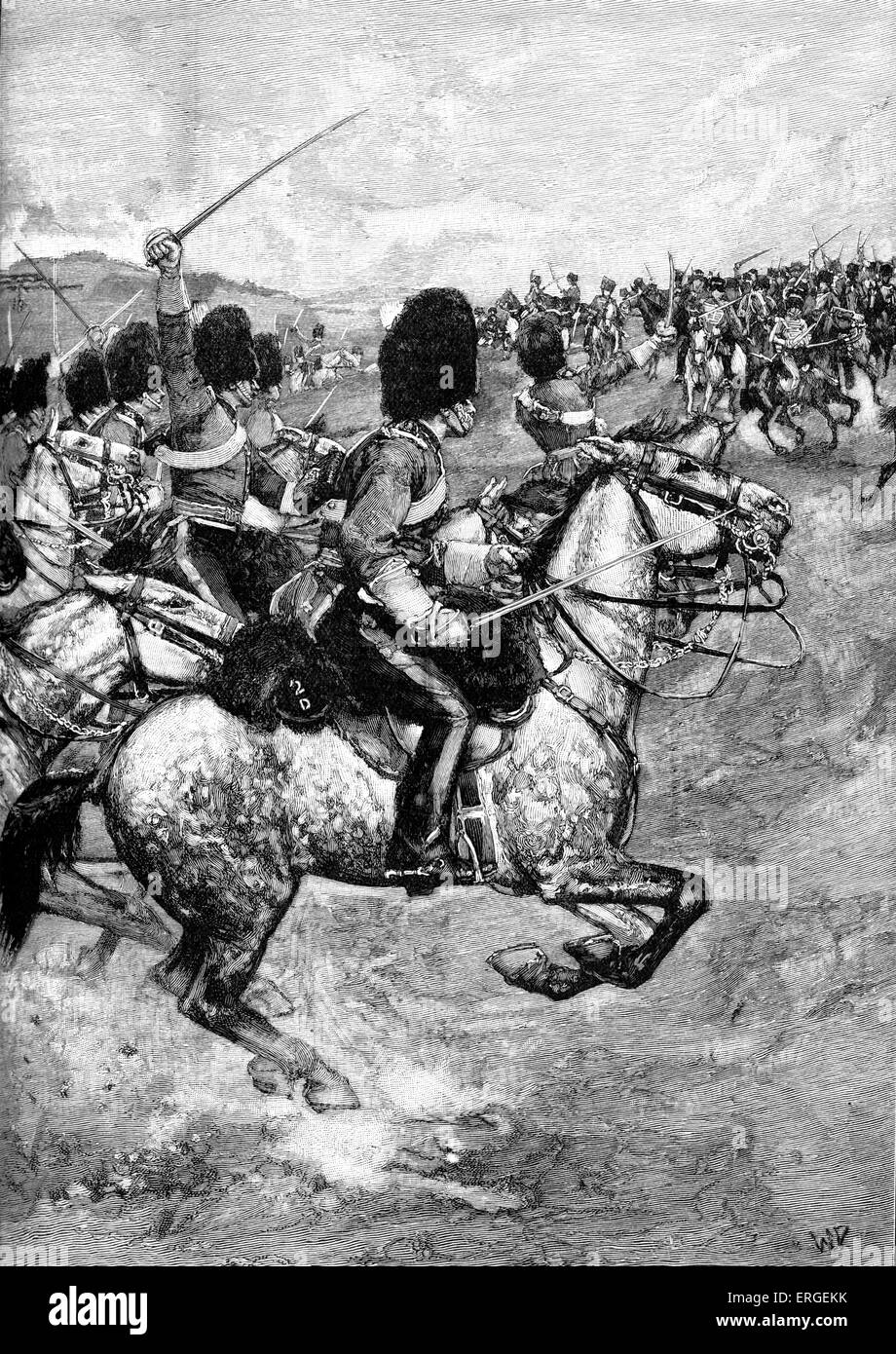 Carica della brigata pesante - durante la Guerra di Crimea, 1854. Conflitto tra l'impero russo e un alleanza del francese Foto Stock