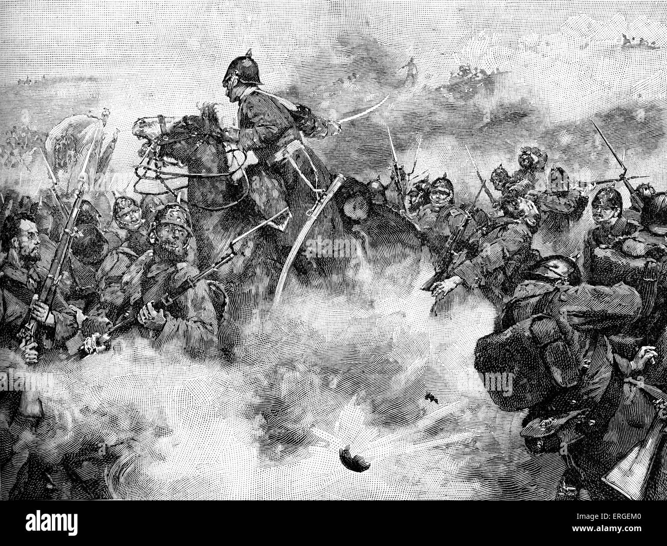 Assedio di Kars - soldati russi sono spinti all'indietro. Ultima grande operazione della Guerra di Crimea, Giugno - Novembre 1855. Sotto Nikolay Foto Stock