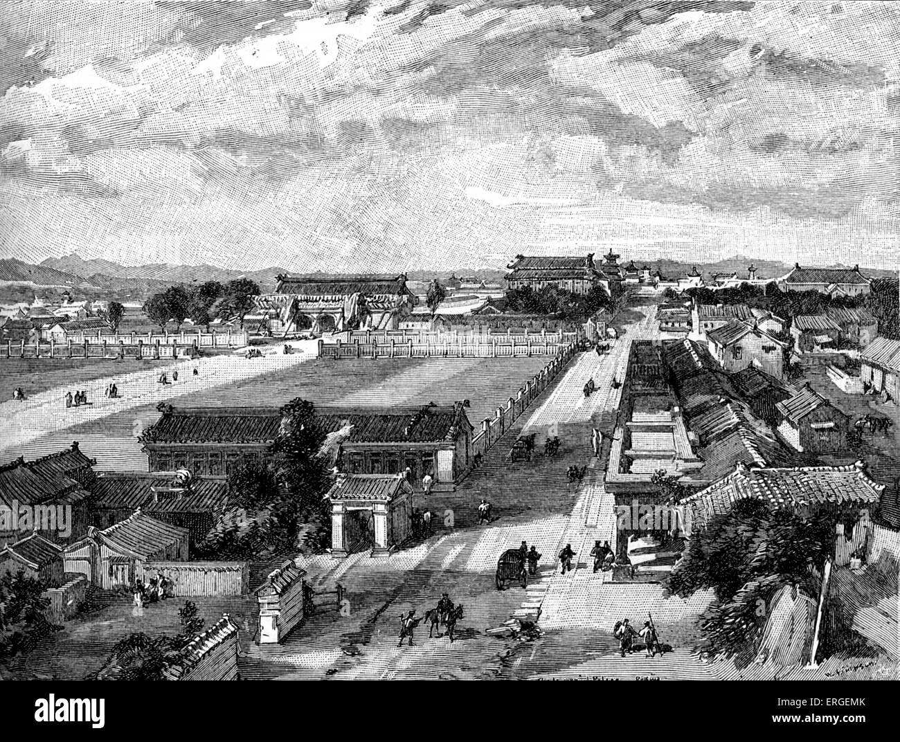 Palazzo imperiale, Pekin (ora Pechino, Cina. Fine del XIX secolo illustrazione. Vista della Città Proibita, guardando a nord. Foto Stock
