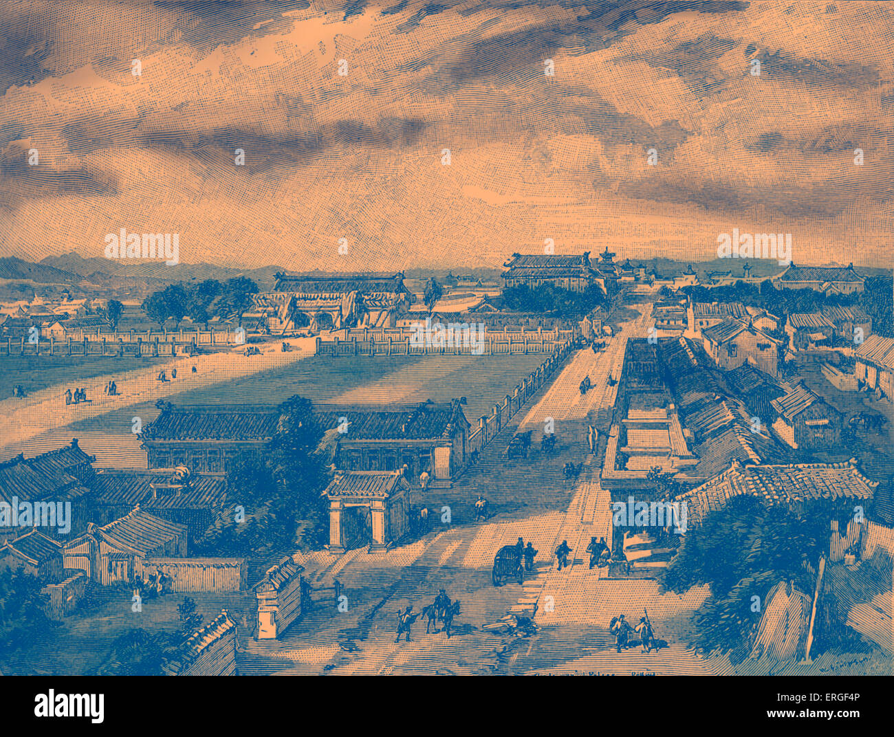 Palazzo imperiale, Pekin (ora Pechino, Cina. Fine del XIX secolo illustrazione. Vista della Città Proibita, guardando a nord. Foto Stock