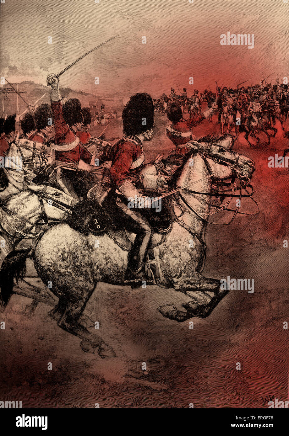 Carica della brigata pesante - durante la Guerra di Crimea, 1854. Conflitto tra l'impero russo e un alleanza del francese Foto Stock
