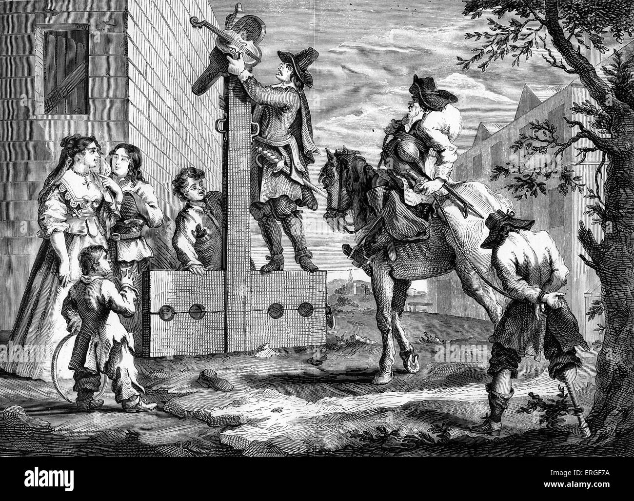 Hudibras - Piastra X - Hudibras trionfante da William Hogarth. WH: artista inglese - 1697 -1764. Foto Stock