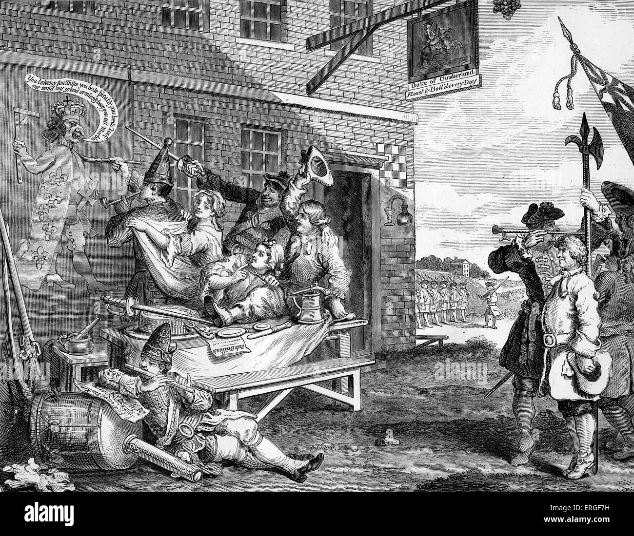 L invasione; o, Francia e Inghilterra. - Piastra II - Inghilterra da William Hogarth. WH: artista inglese - 1697 -1764. Foto Stock