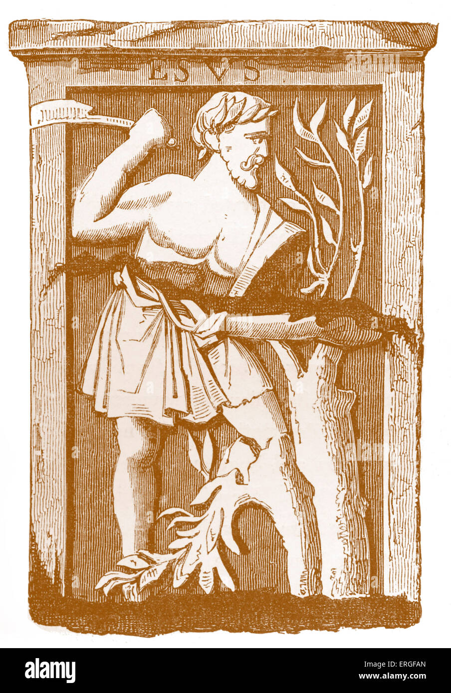 Gesù, Galli' Dio della natura - celtic monumento scoperto a Parigi, sotto il coro della cattedrale di Notre Dame, nel 1771. Conservate nel museo di Cluny (da incisione). Foto Stock
