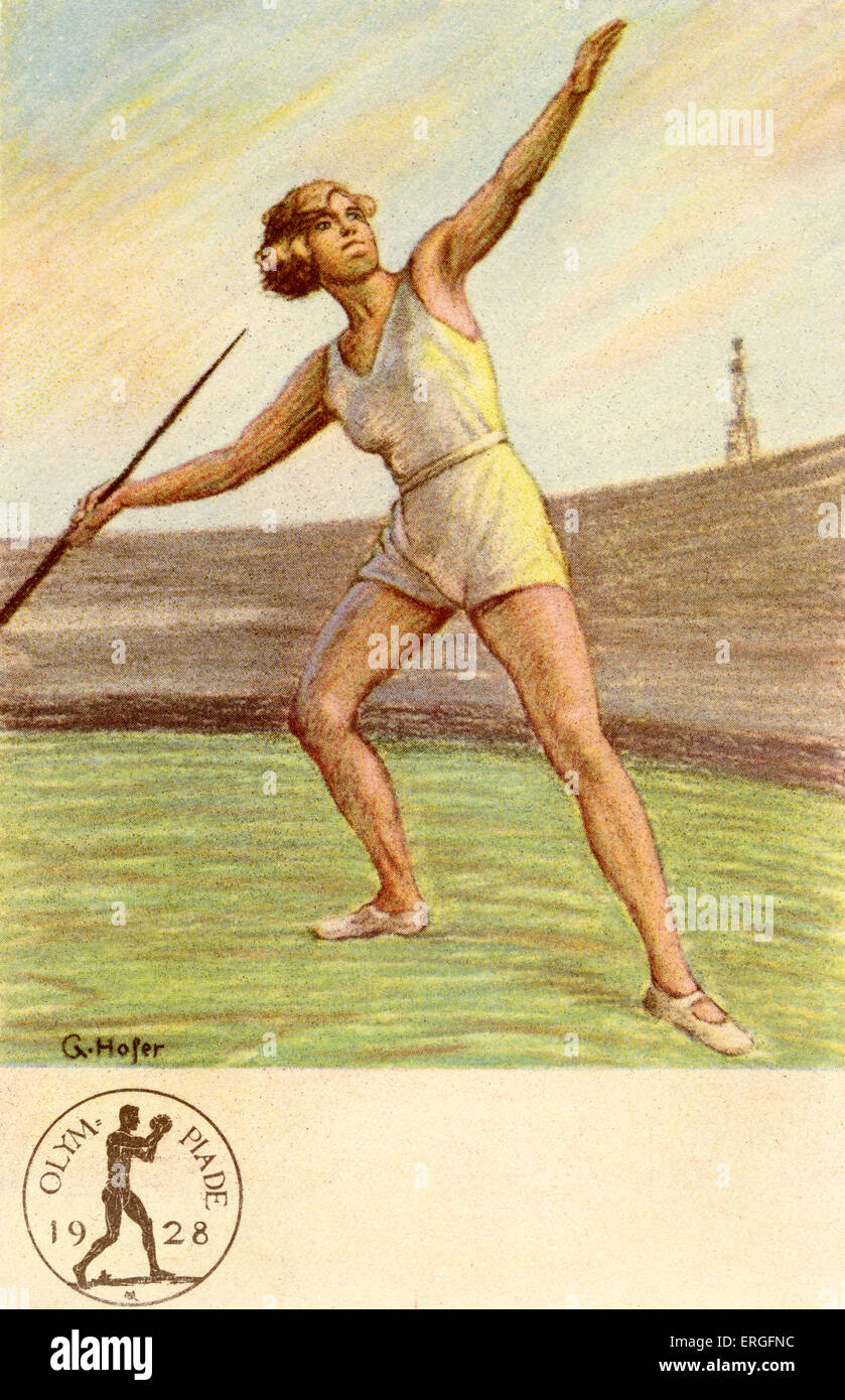 Olimpiadi 1928 Amsterdam, Paesi Bassi.Javelin thrower. In IX (nono) Olympiade. Foto Stock