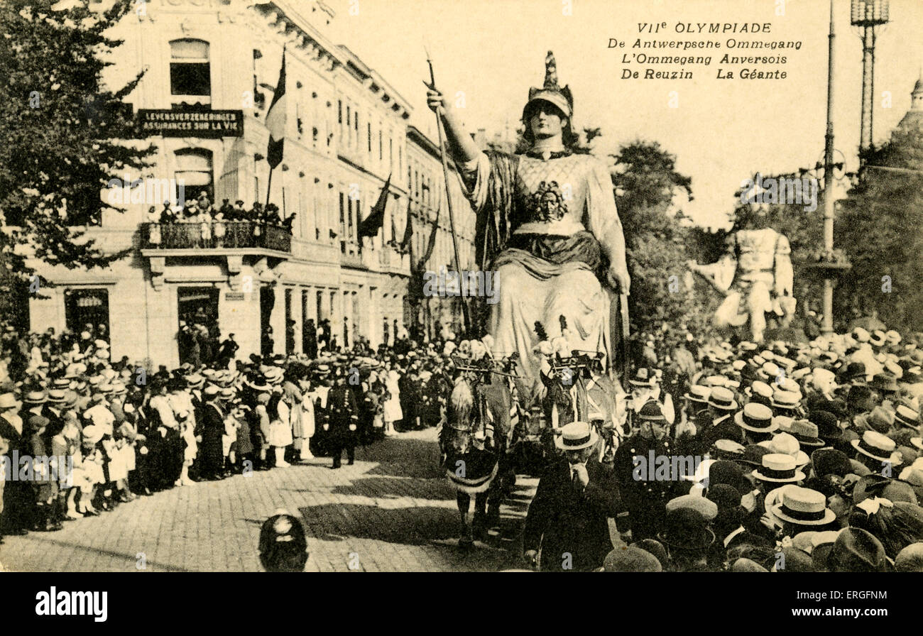 VII Olimpiade Parade 1920 Anversa, Belgio. Parade. Foto Stock