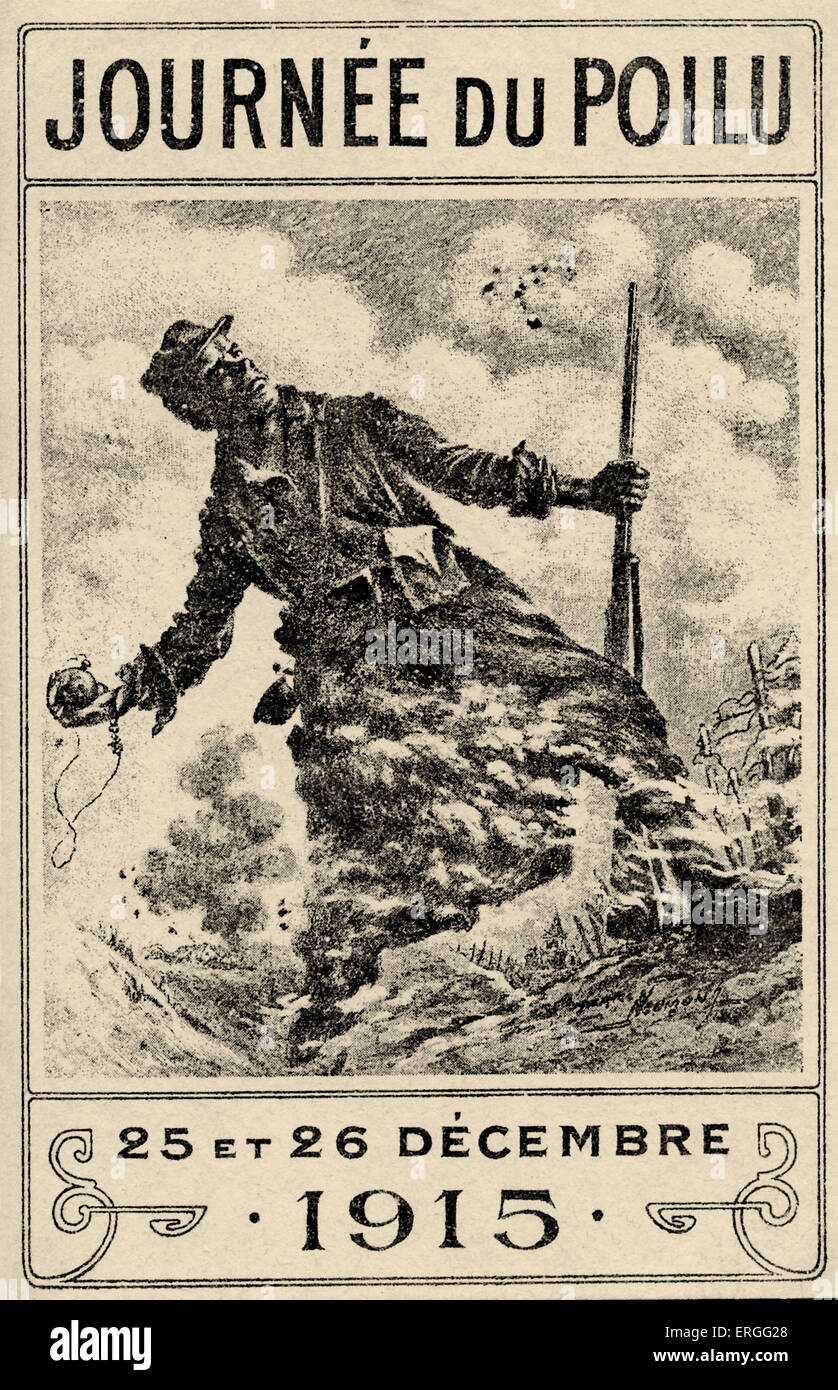 "Journée du Poilu': soldato francese 's Natale all'anteriore, 25 - 26 dicembre 1915. Poilu, termine informale per un mondo francese Foto Stock