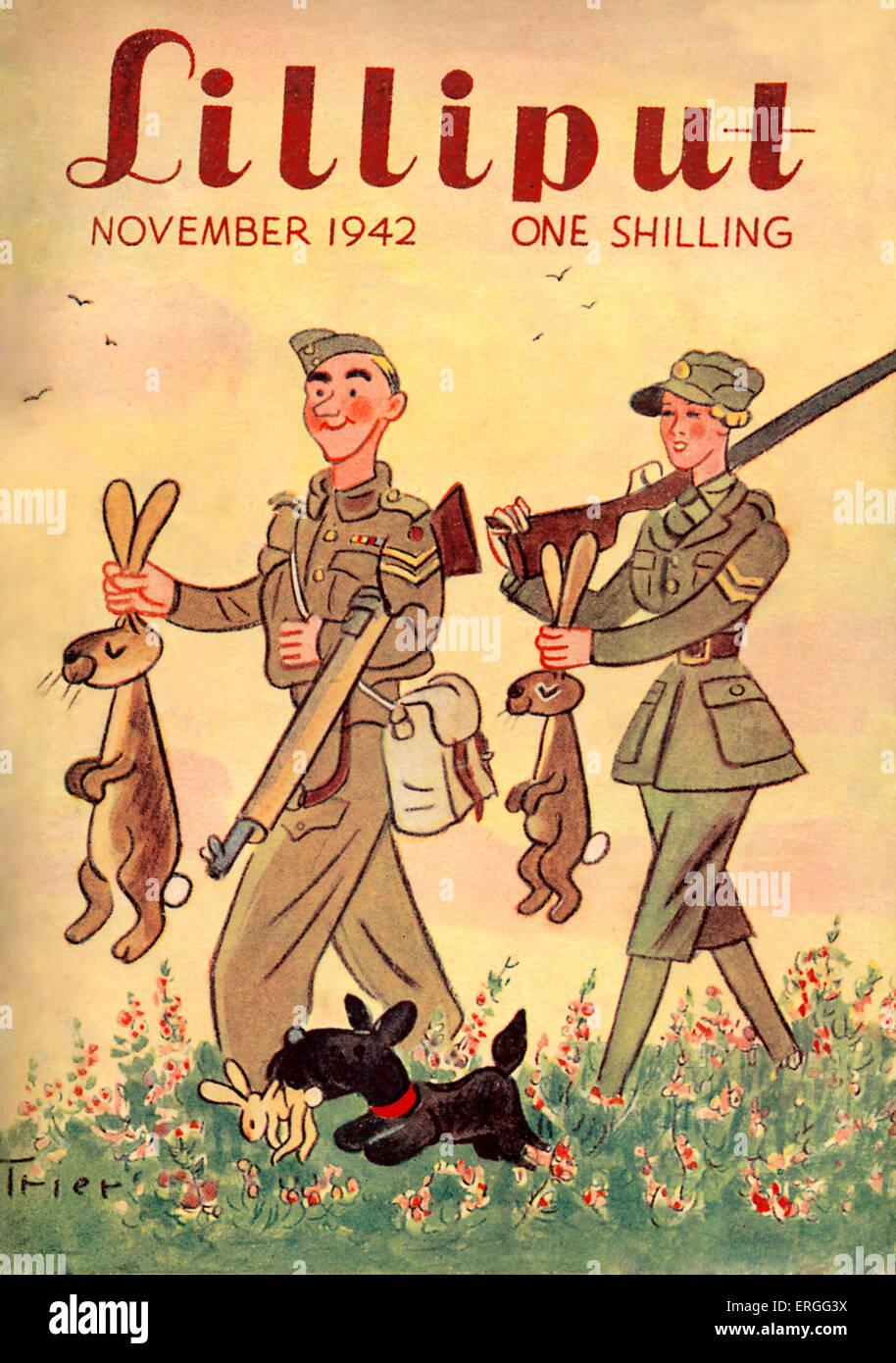 Lilliput (rivista) - coperchio anteriore. Novembre 1942. Guerra Mondiale 2 illustrazione. Foto Stock