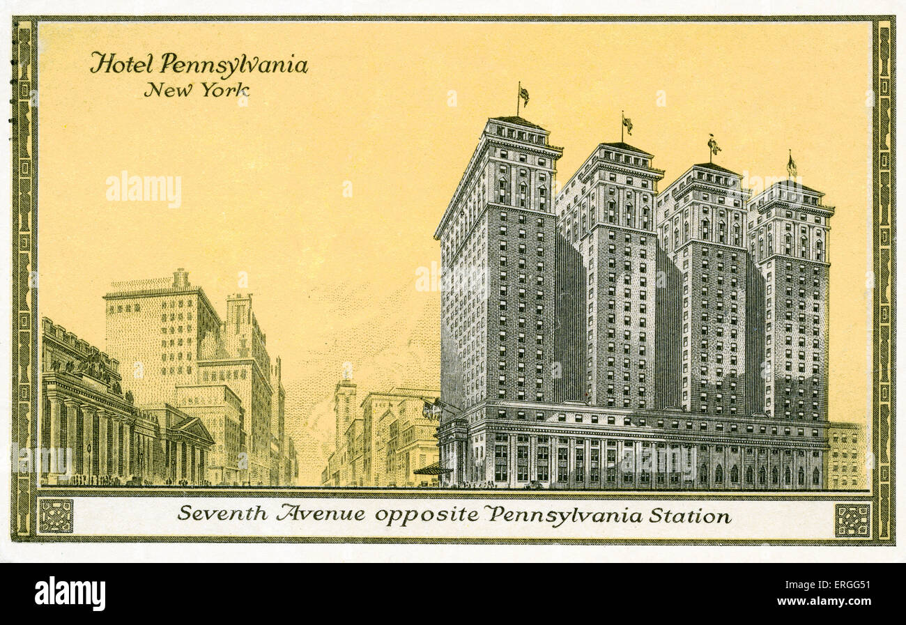 Hotel Pennsylvania di New York City. Settima Avenue di fronte la stazione della Pennsylvania. Foto Stock