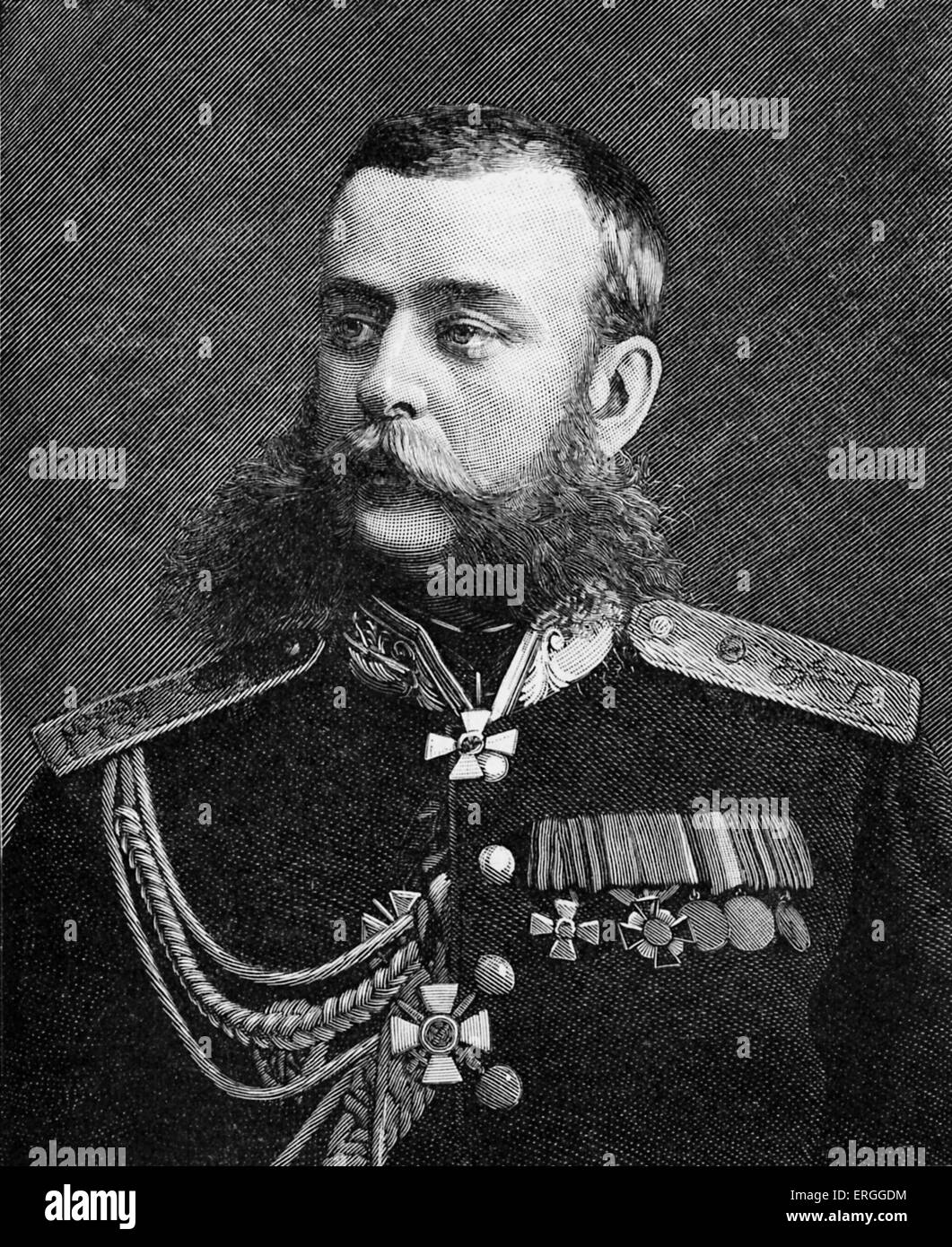 Mikhail Skobelev - ritratto dopo la fotografia di Charles Bergamosco, San Pietroburgo. Generale russo noto per la sua conquista di Foto Stock
