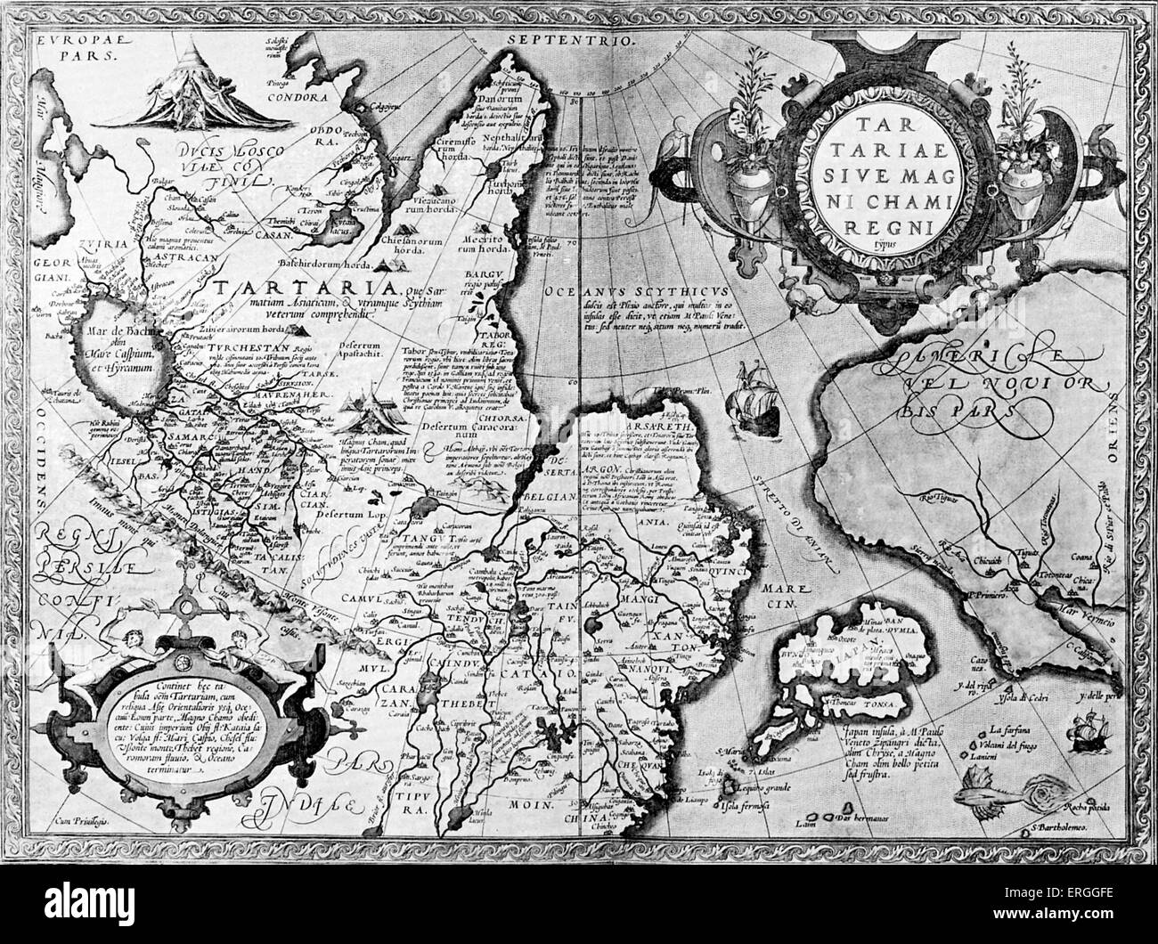 "Tartary o il Regno del grande Kahn' in 'Theatrum Orbis Tearrarum' da Abraham Ortelius, 1573. Foto Stock