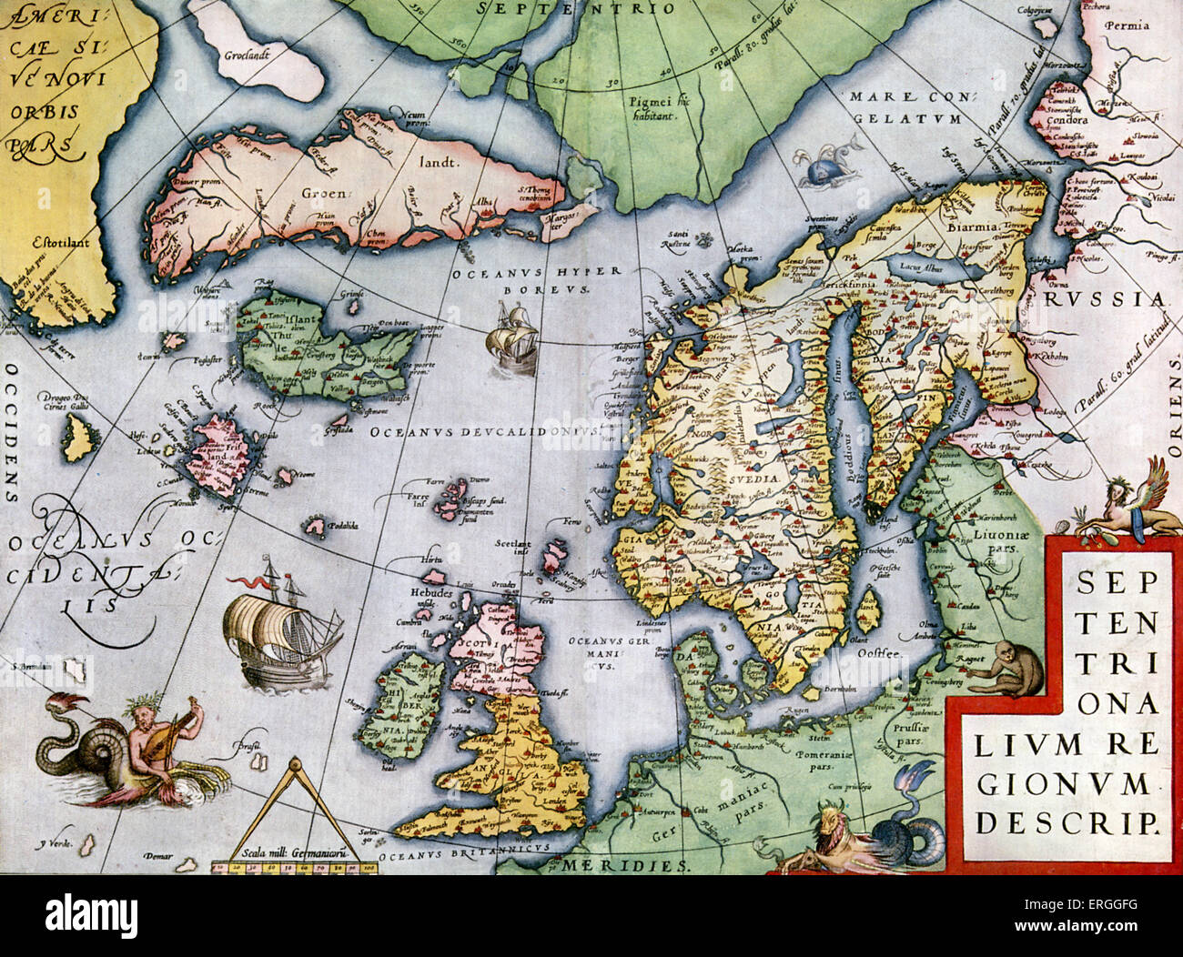 Mappa delle regioni settentrionali - in "Theatrum Orbis Tearrarum' da Ortelius, 1570. Foto Stock