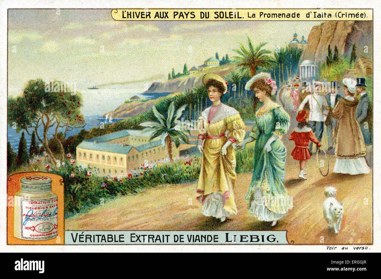 In inverno il sole: il lungomare di Yalta, Crimea. 1910. Liebig Card da collezione ("L'Hiver aux pays du soleil"). Il giorno moderno Foto Stock