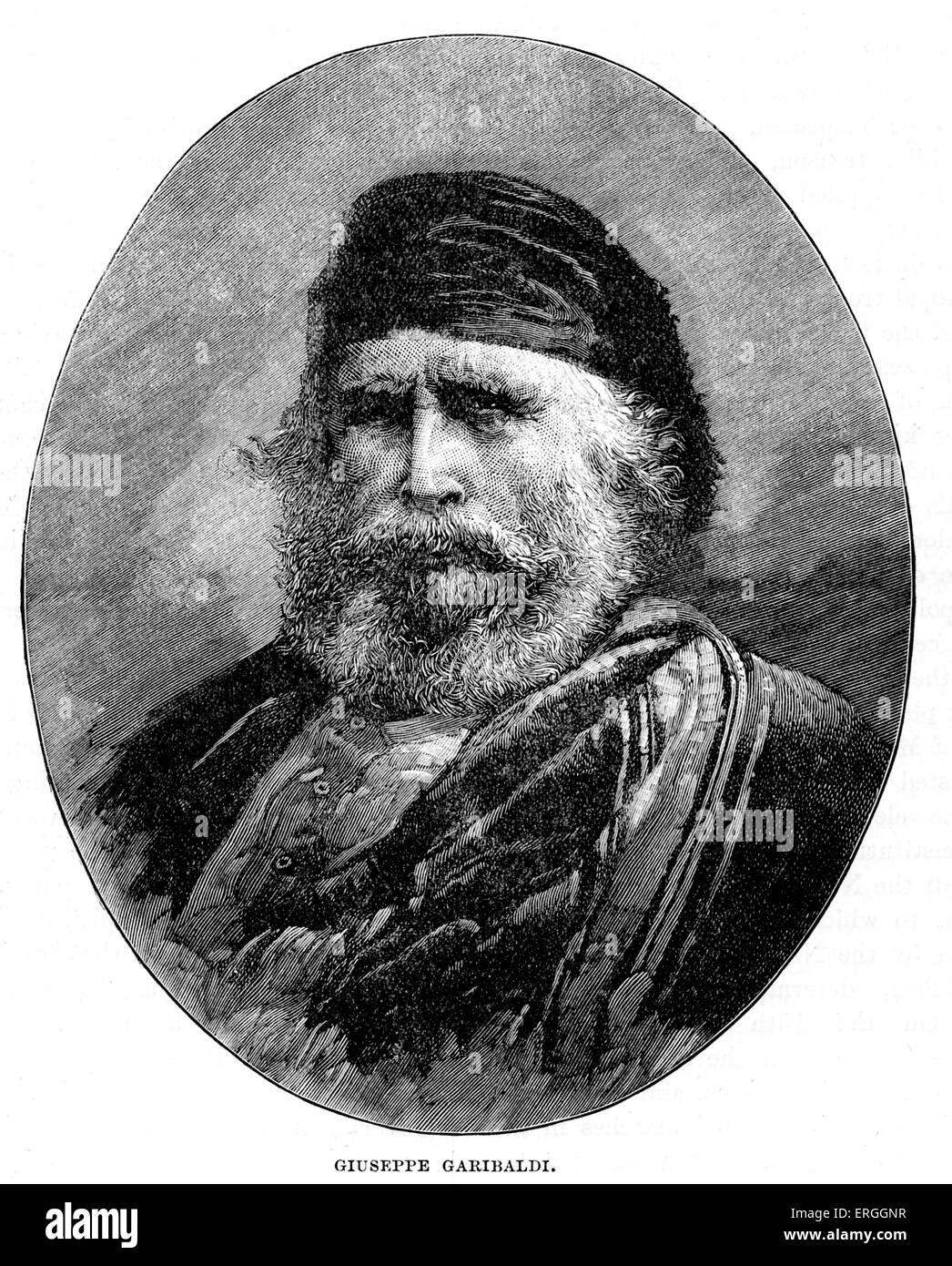 Giuseppe Garibaldi - ritratto. Politica italiana figura, uomo militare, viaggiatore e agitatore per la unificazione italiana: 4 luglio Foto Stock