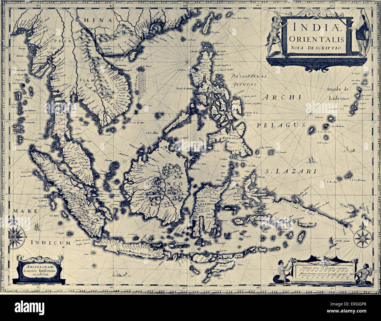 Mappa dell'arcipelago indiano pubblicato in Gerardus Mercator del Atlante. Amsterdam, 1633. (A pieno titolo: "Atlas, ou Représenation Foto Stock