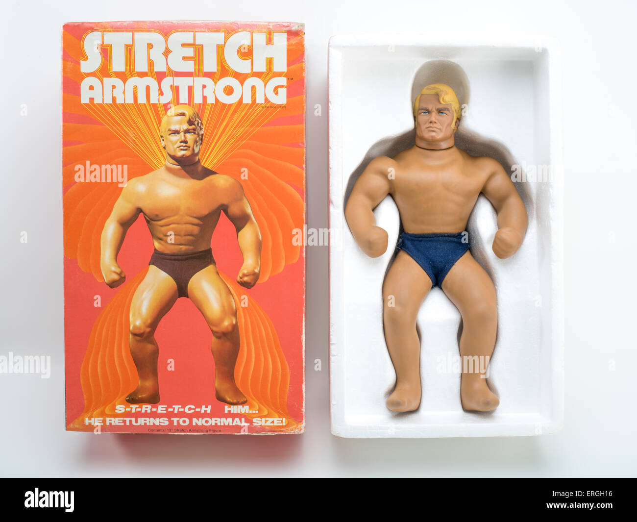 Stretch Armstrong lattice con sciroppo di mais azione gel figura dal 1976 da Kenner Foto Stock