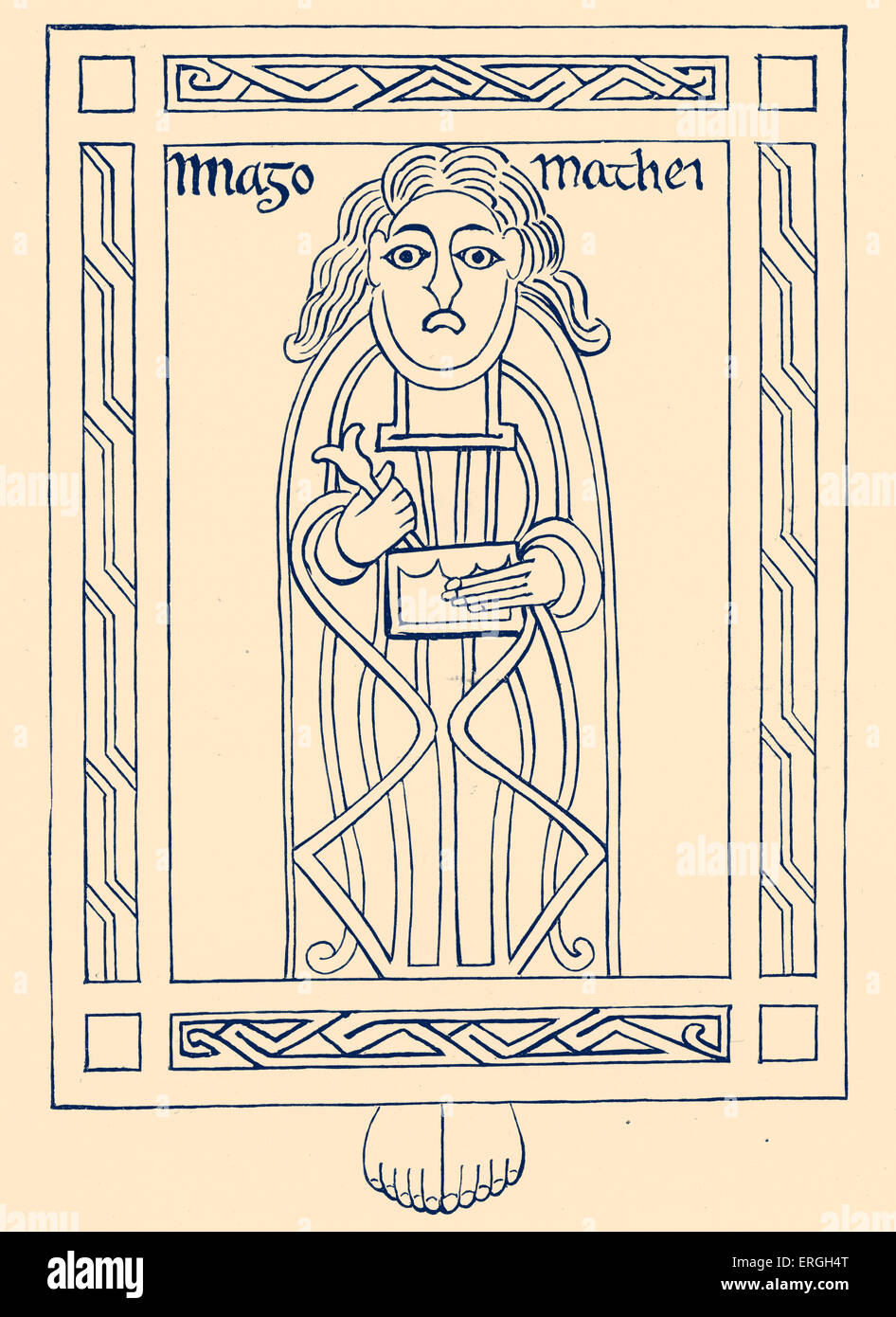 San Matteo - modulo Libro del Vangelo di san Bonifacio a Fulda, Germania. Foto Stock
