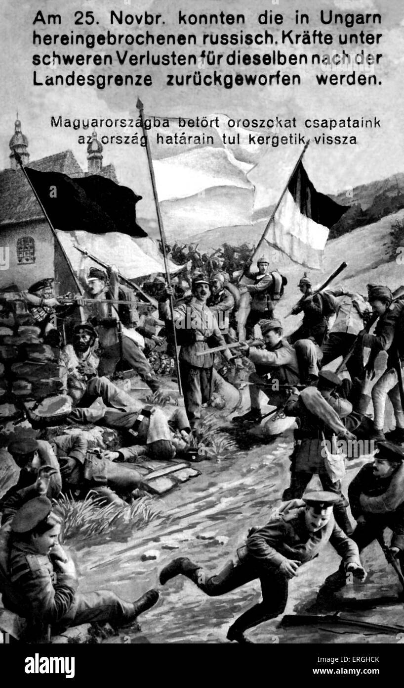 Guerra Mondiale 1: Esercito Russo spinto fuori di Ungheria da forze austro-ungarico, didascalia: "Al XXV Novembre le forze russe che Foto Stock