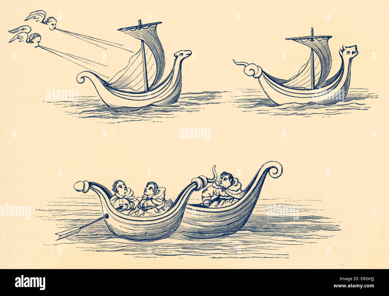Xi secolo barche (Inghilterra). Dal XIX secolo la riproduzione. Foto Stock