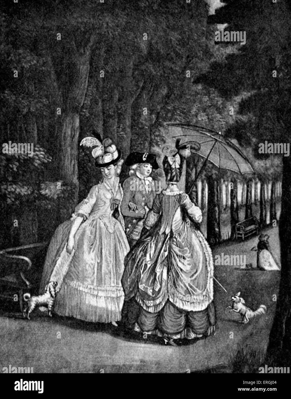 'Il Parco/ o più di moda vestire per l'anno 1777". Dopo Moreau le Jeune. Foto Stock