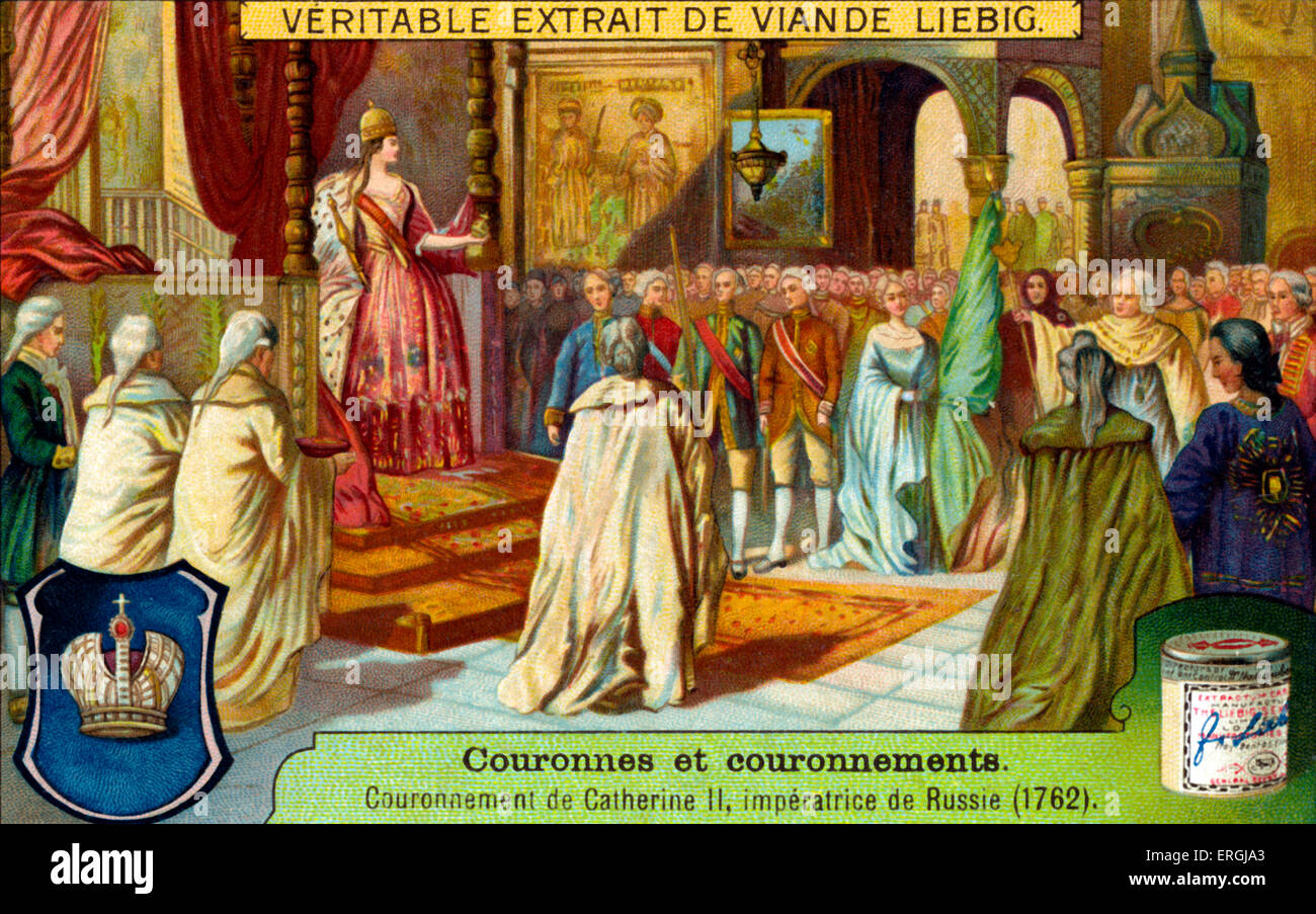 Incoronazione di Caterina II di Russia 12 Settembre 1762 come imperatrice e autocrate di tutte le Russie nel Cremlino di Mosca. Foto Stock