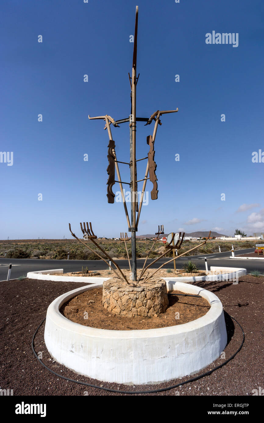 La scultura alla rotatoria a Fuerteventura, Spagna Foto Stock