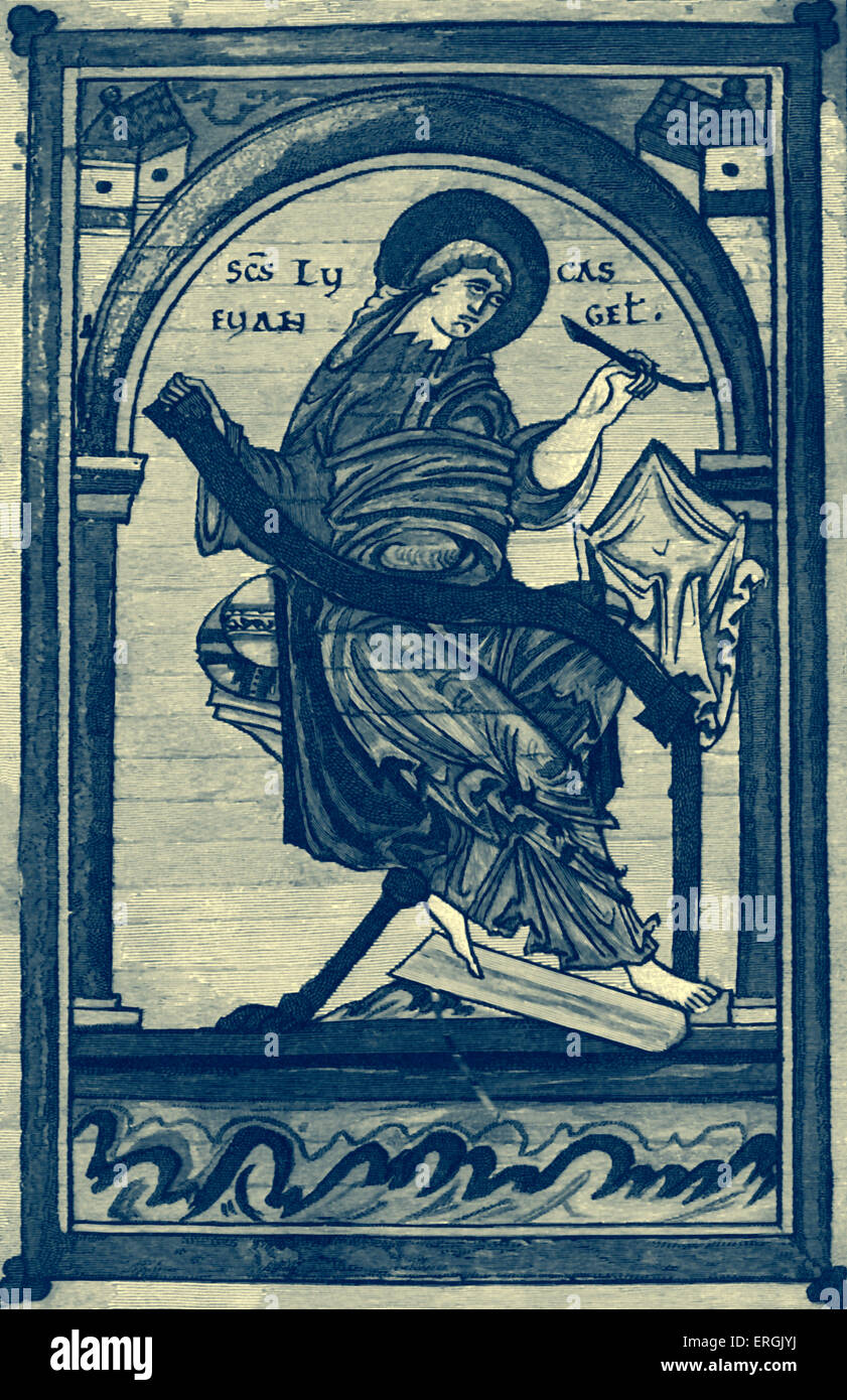 San Luca - dal disegno nel Vangelo Libro di Santa Margherita, Regina di Scozia. Foto Stock