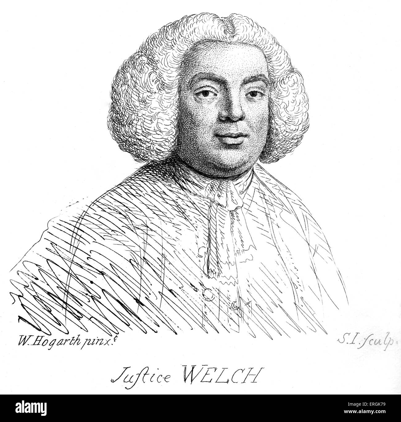 Giustizia Welch - Ritratto di William Hogarth. Incisi da Samuele in Irlanda. C. 1787. Foto Stock
