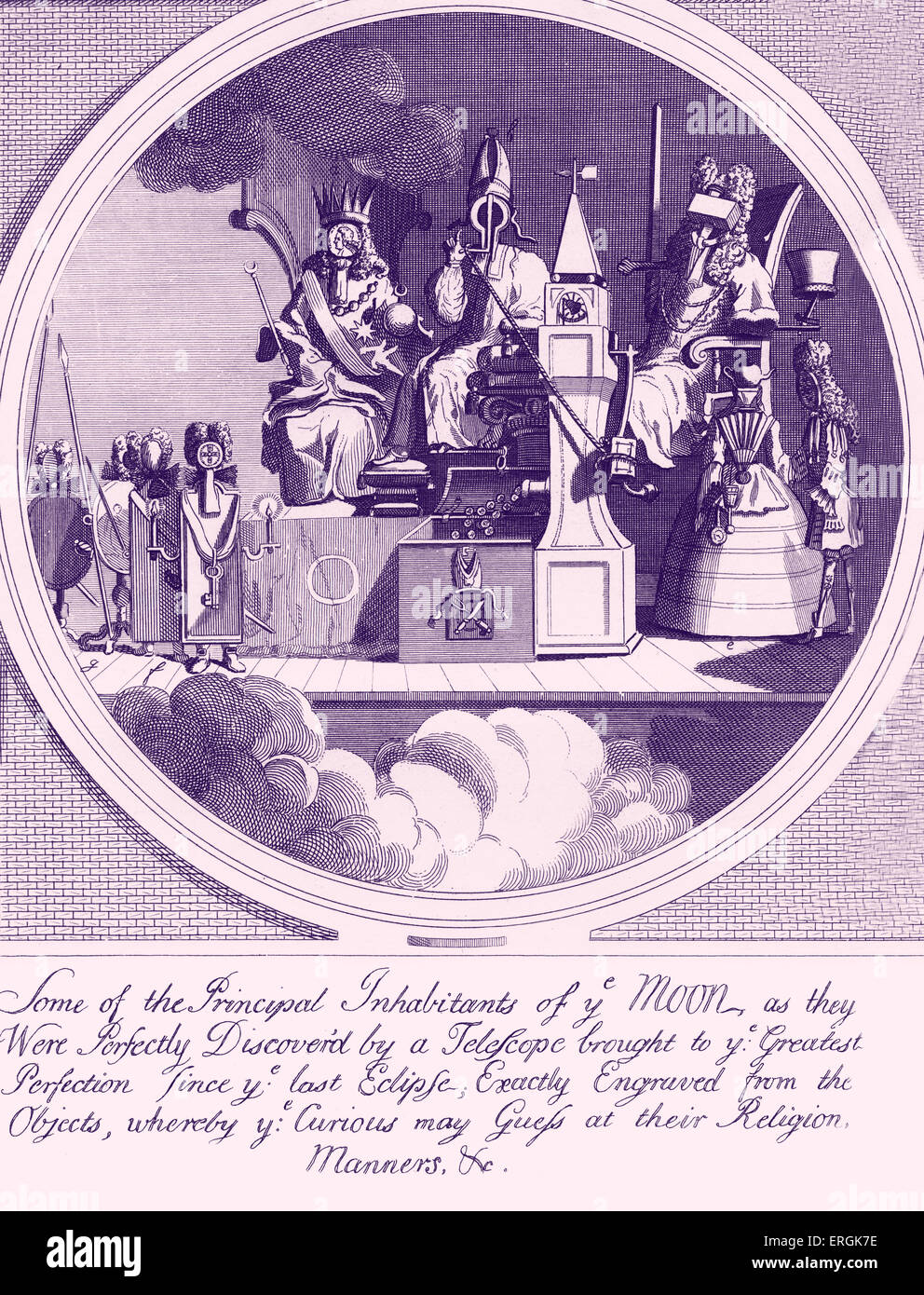 Royalty, episcopato e legge da W. Hogarth 1724 didascalia recita: alcuni dei principali abitanti di ye Luna, come essi sono stati Foto Stock
